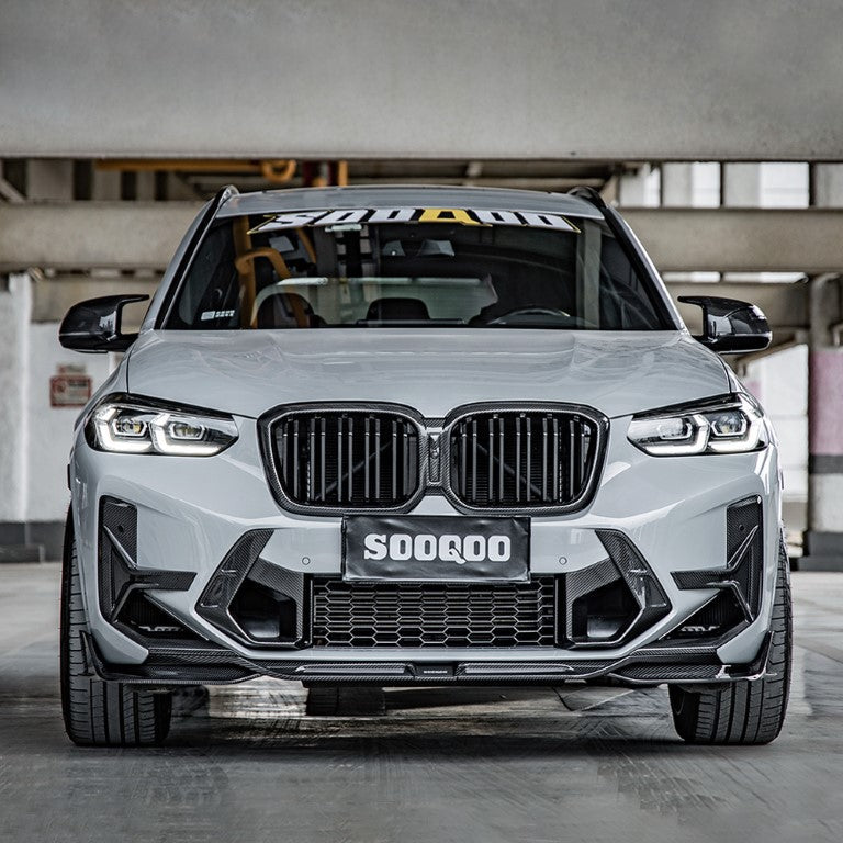 BMW X3M X3MC F97 LCI 2022 2023 2024 & X4M X4MC F98 LCI 2022 2023 2024 with Aftermarket Parts - Front Lip Carbon Fiber from SOOQOO USA