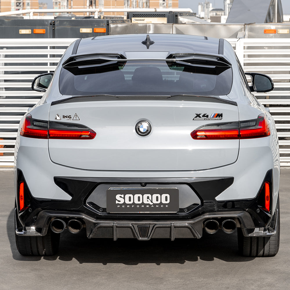 BMW X4M X4MC F98 LCI 2022-ON with Aftermarket Parts - With Light Rear Diffuser Carbon Fiber from SOOQOO USA