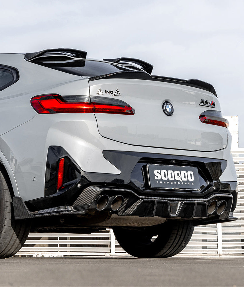 BMW X4M X4MC F98 LCI 2022-ON with Aftermarket Parts - With Light Rear Diffuser Carbon Fiber from SOOQOO USA