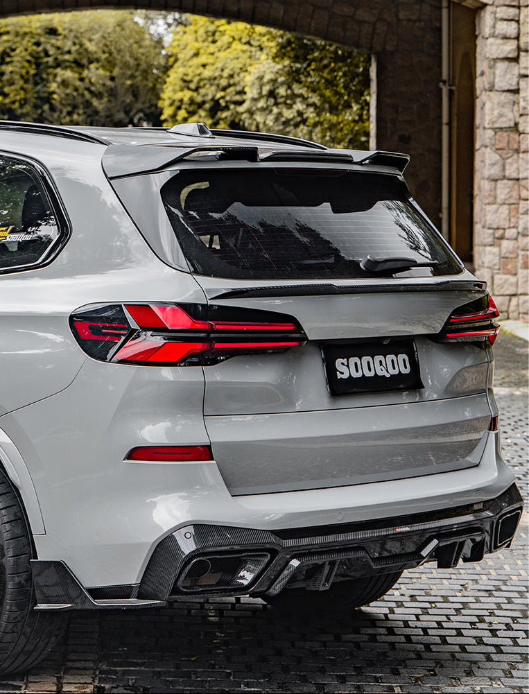 BMW X5 M60i M50i s/x Drive 40i xDrive 50e G05 (Fits Both Pre-LCI & LCI) 2019-ON & X5M/C F95 (Fits Both Pre-LCI & LCI) 2020-ON with Aftermarket Parts - Rear Lip Spoiler Carbon Fiber from SOOQOO USA