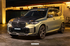 BMW X5 M60i M50i xDrive50e x/sDrive40i G05 & X5M X5MC F95 & X6 M60I xDrive40i G06 & X6M X6MC F96 (Fits Pre-LCI & LCI) 2020-ON with Aftermarket Parts - V1 Fully Exposed Hood Bonnet Dry Pre-preg Carbon Fiber from SOOQOO USA