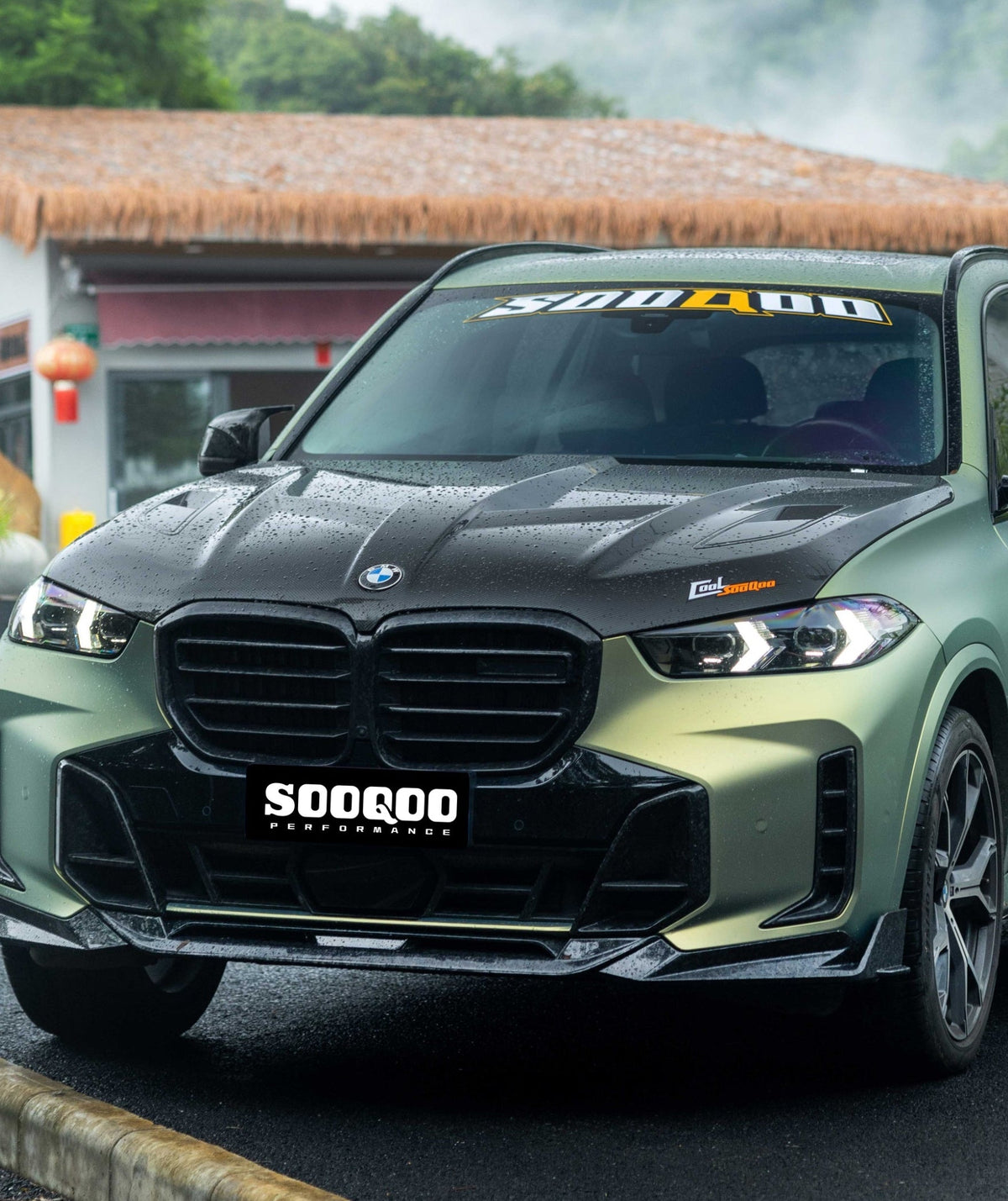 BMW X5 M60i M50i xDrive50e x/sDrive40i G05 & X5M X5MC F95 & X6 M60I xDrive40i G06 & X6M X6MC F96 (Fits Pre-LCI & LCI) 2020-ON with Aftermarket Parts - V1 Fully Exposed Hood Bonnet Dry Pre-preg Carbon Fiber from SOOQOO USA