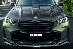 BMW X5 M60i M50i xDrive50e x/sDrive40i G05 & X5M X5MC F95 & X6 M60I xDrive40i G06 & X6M X6MC F96 (Fits Pre-LCI & LCI) 2020-ON with Aftermarket Parts - V1 Fully Exposed Hood Bonnet Dry Pre-preg Carbon Fiber from SOOQOO USA
