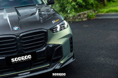 BMW X5 M60i M50i xDrive50e x/sDrive40i G05 & X5M X5MC F95 & X6 M60I xDrive40i G06 & X6M X6MC F96 (Fits Pre-LCI & LCI) 2020-ON with Aftermarket Parts - V1 Fully Exposed Hood Bonnet Dry Pre-preg Carbon Fiber from SOOQOO USA
