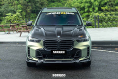 BMW X5 M60i M50i xDrive50e x/sDrive40i G05 & X5M X5MC F95 & X6 M60I xDrive40i G06 & X6M X6MC F96 (Fits Pre-LCI & LCI) 2020-ON with Aftermarket Parts - V1 Fully Exposed Hood Bonnet Dry Pre-preg Carbon Fiber from SOOQOO USA