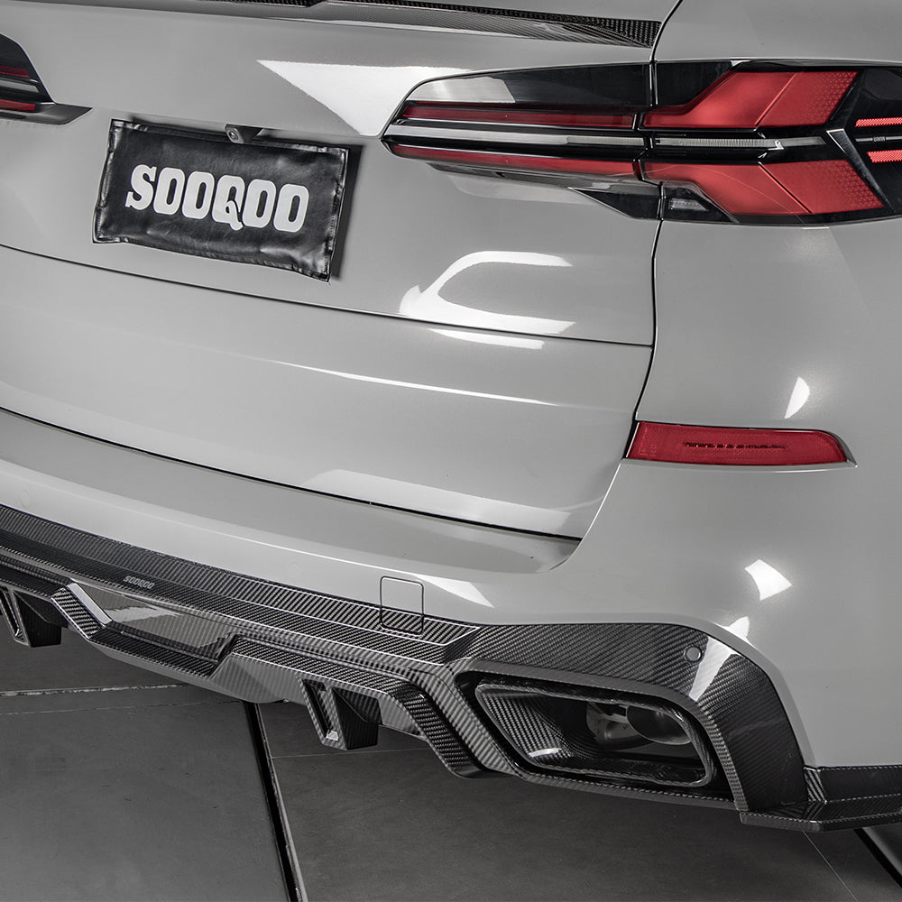 BMW X5 M60i s/x Drive 40i xDrive 50e G05 (Fits Both Pre-LCI & LCI) 2019 2020 2021 2022 2023 2024 with Aftermarket Parts - Rear Diffuser & Canards & Exhaust Tips Carbon Fiber from?SOOQOO USA