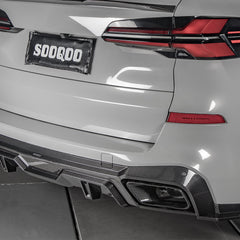 BMW X5 M60i s/x Drive 40i xDrive 50e G05 (Fits Both Pre-LCI & LCI) 2019 2020 2021 2022 2023 2024 with Aftermarket Parts - Rear Diffuser & Canards & Exhaust Tips Carbon Fiber from?SOOQOO USA