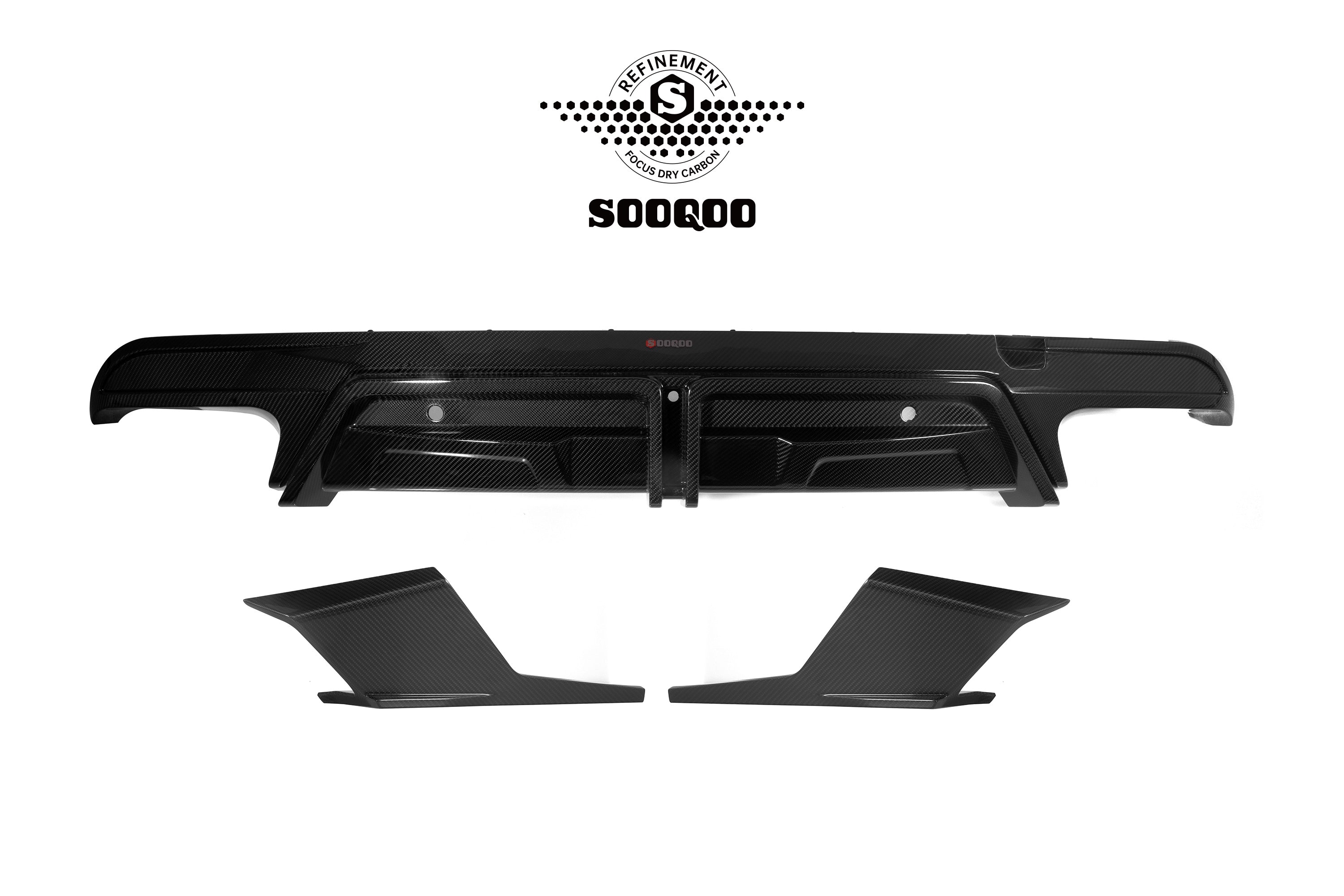 BMW X5M X5MC F95 LCI 2024-ON with Aftermarket Parts - Without & with Light Rear Diffuser Carbon Fiber from SOOQOO USA