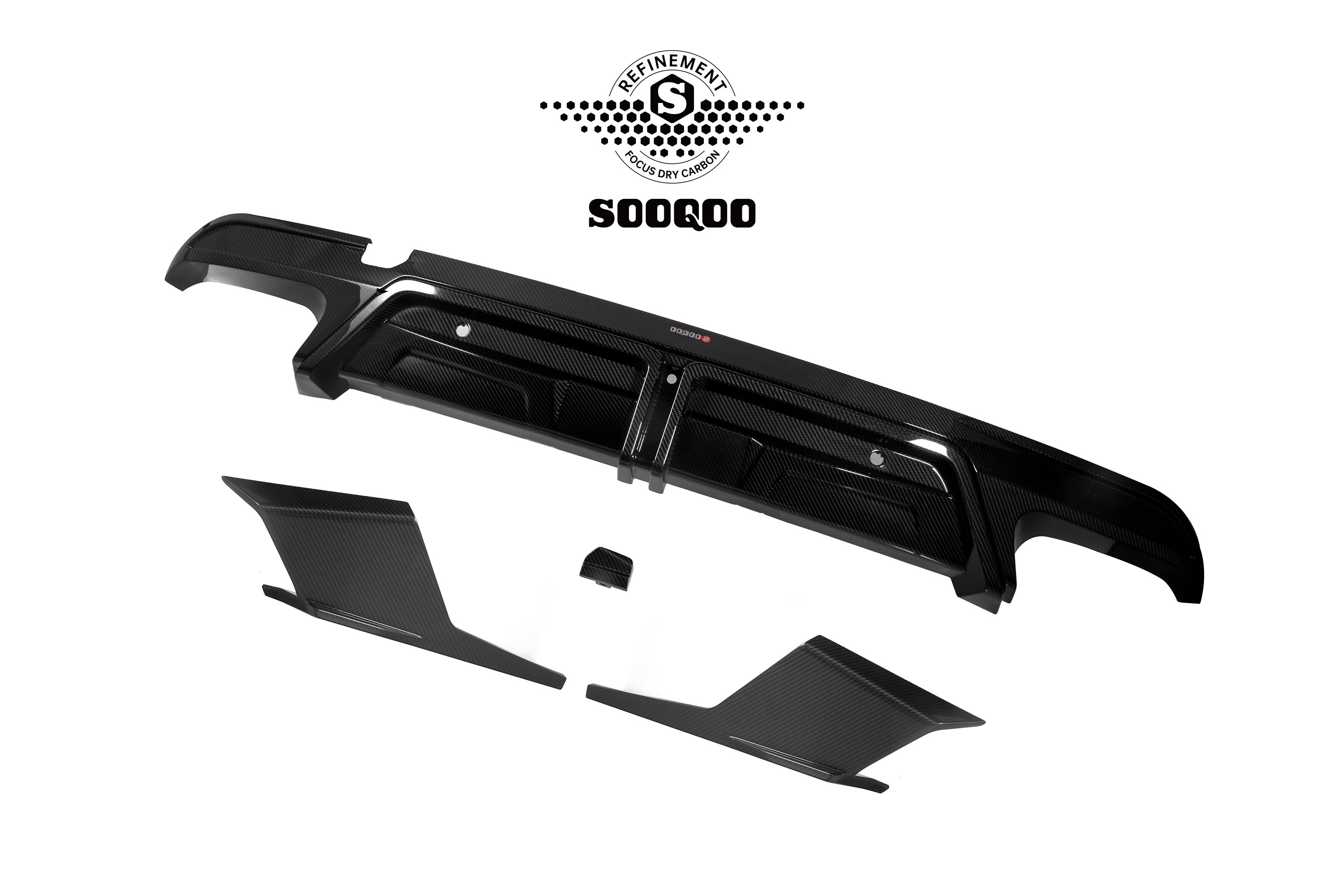 BMW X5M X5MC F95 LCI 2024-ON with Aftermarket Parts - Without & with Light Rear Diffuser Carbon Fiber from SOOQOO USA