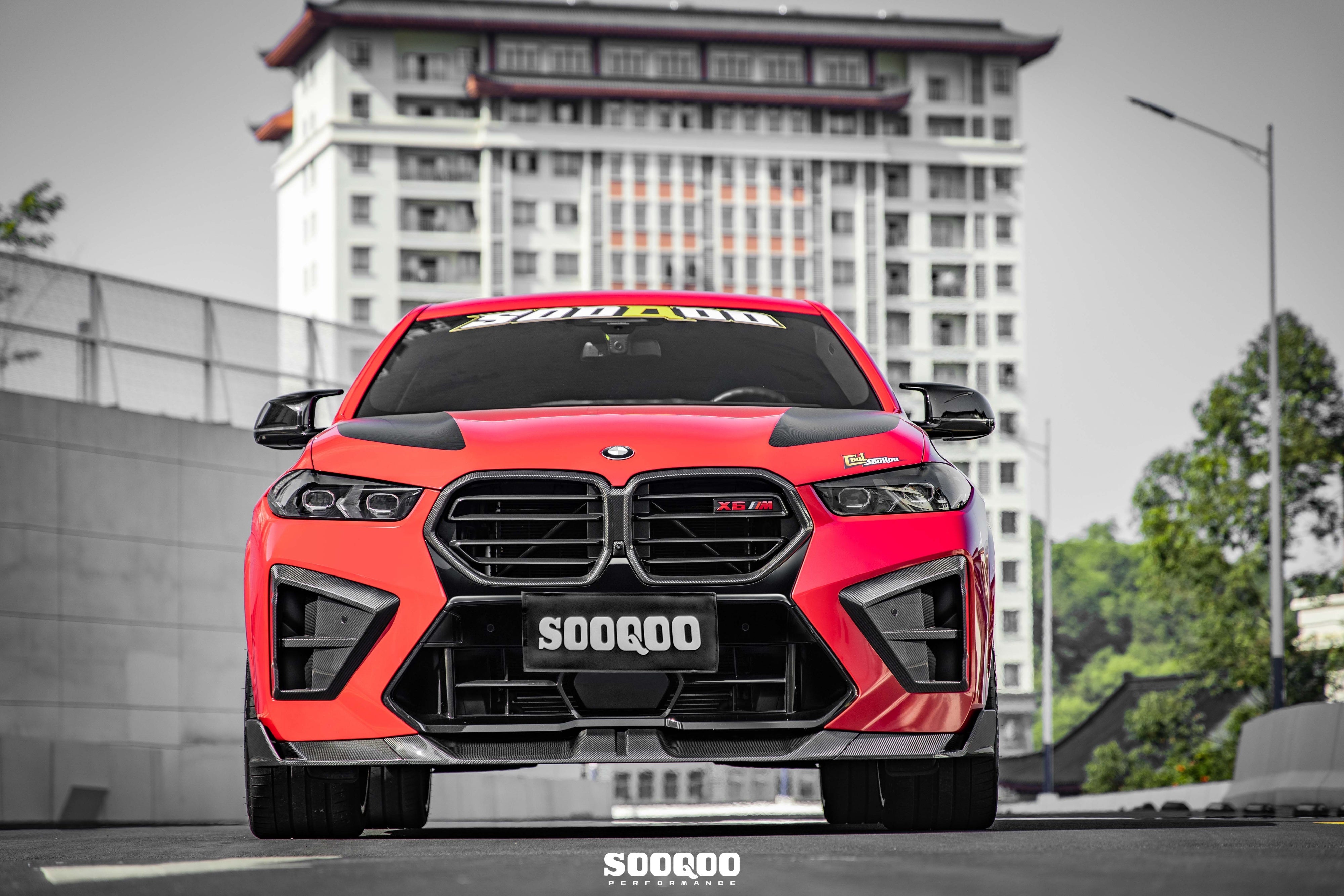 BMW X6M X6MC F96 LCI 2024-ON with Aftermarket Parts - Front Lip Dry Pre-preg Carbon Fiber from SOOQOO USA
