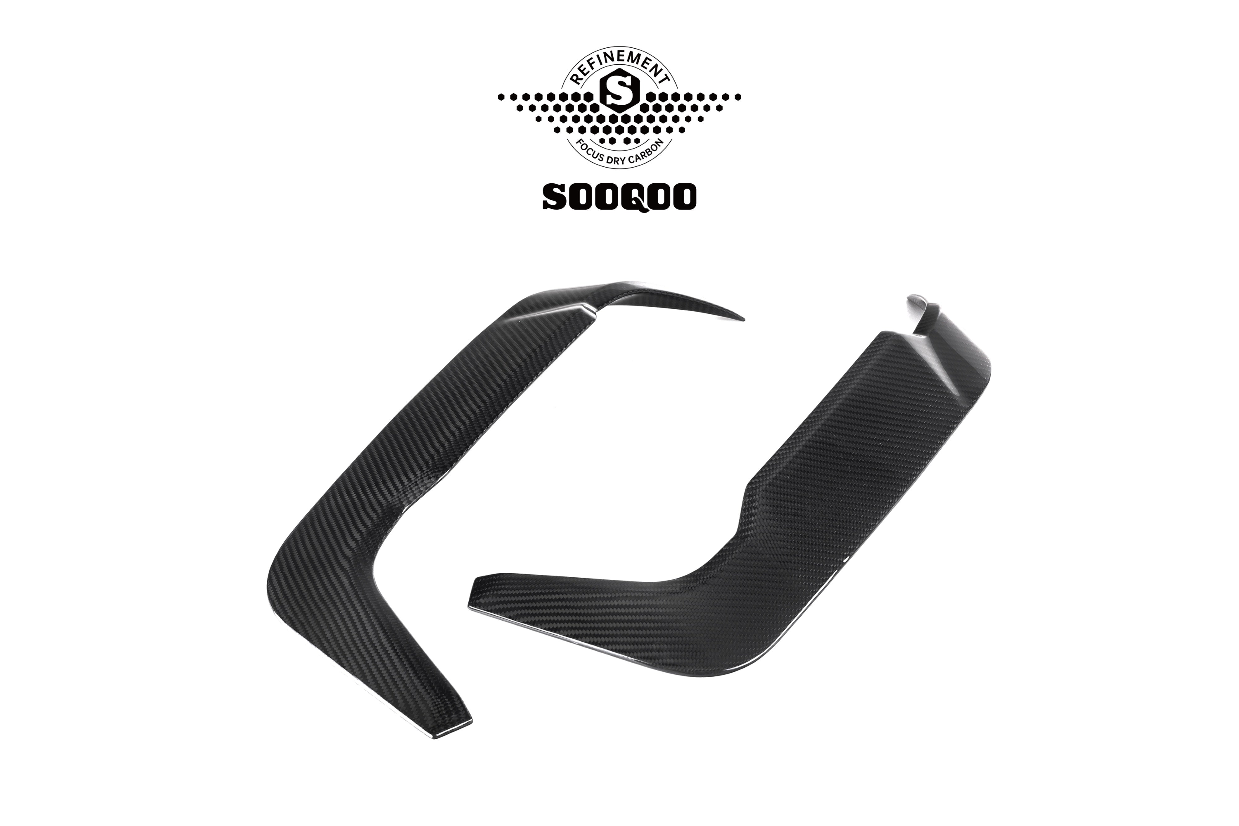 BMW X6M X6MC F96 (Fits Both Pre-LCI & LCI) 2020-ON with Aftermarket Parts - Rear Bumper Frame Canards Dry Pre-preg Carbon Fiber from SOOQOO USA