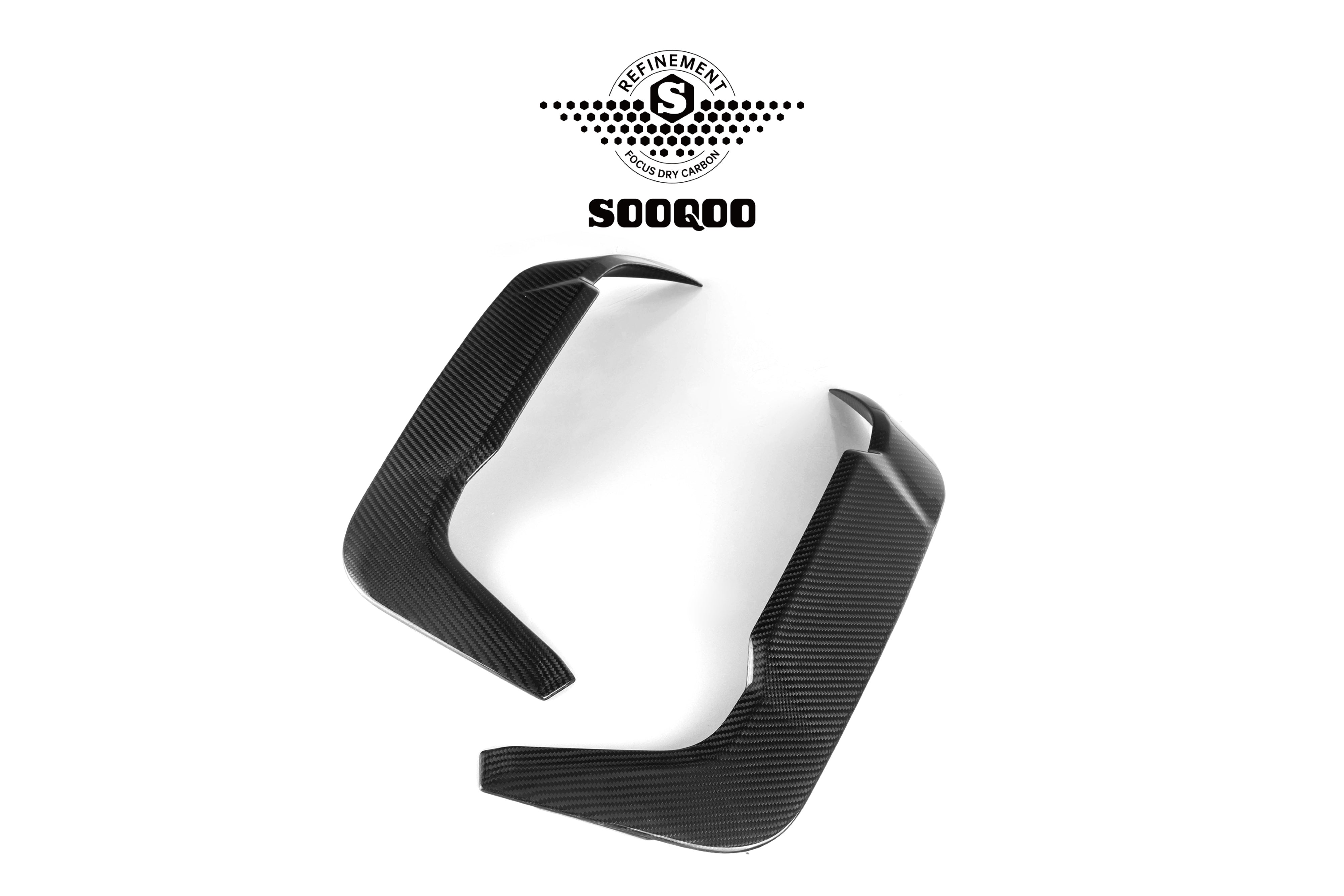 BMW X6M X6MC F96 (Fits Both Pre-LCI & LCI) 2020-ON with Aftermarket Parts - Rear Bumper Frame Canards Dry Pre-preg Carbon Fiber from SOOQOO USA