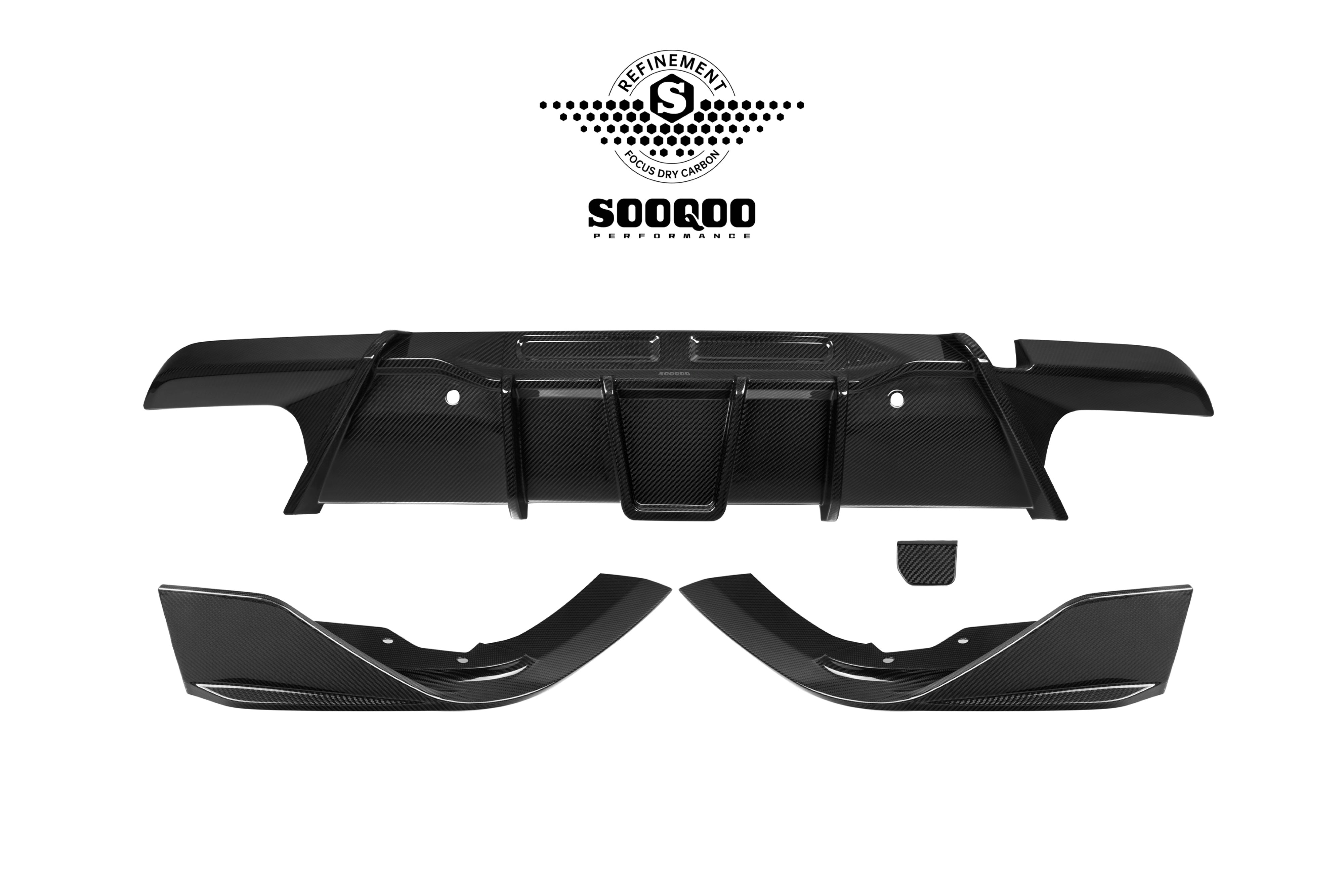BMW X6M X6MC F96 (Fits Both Pre-LCI & LCI) 2020-ON with Aftermarket Parts - V1 Rear Diffuser Dry Pre-preg Carbon Fiber from SOOQOO USA
