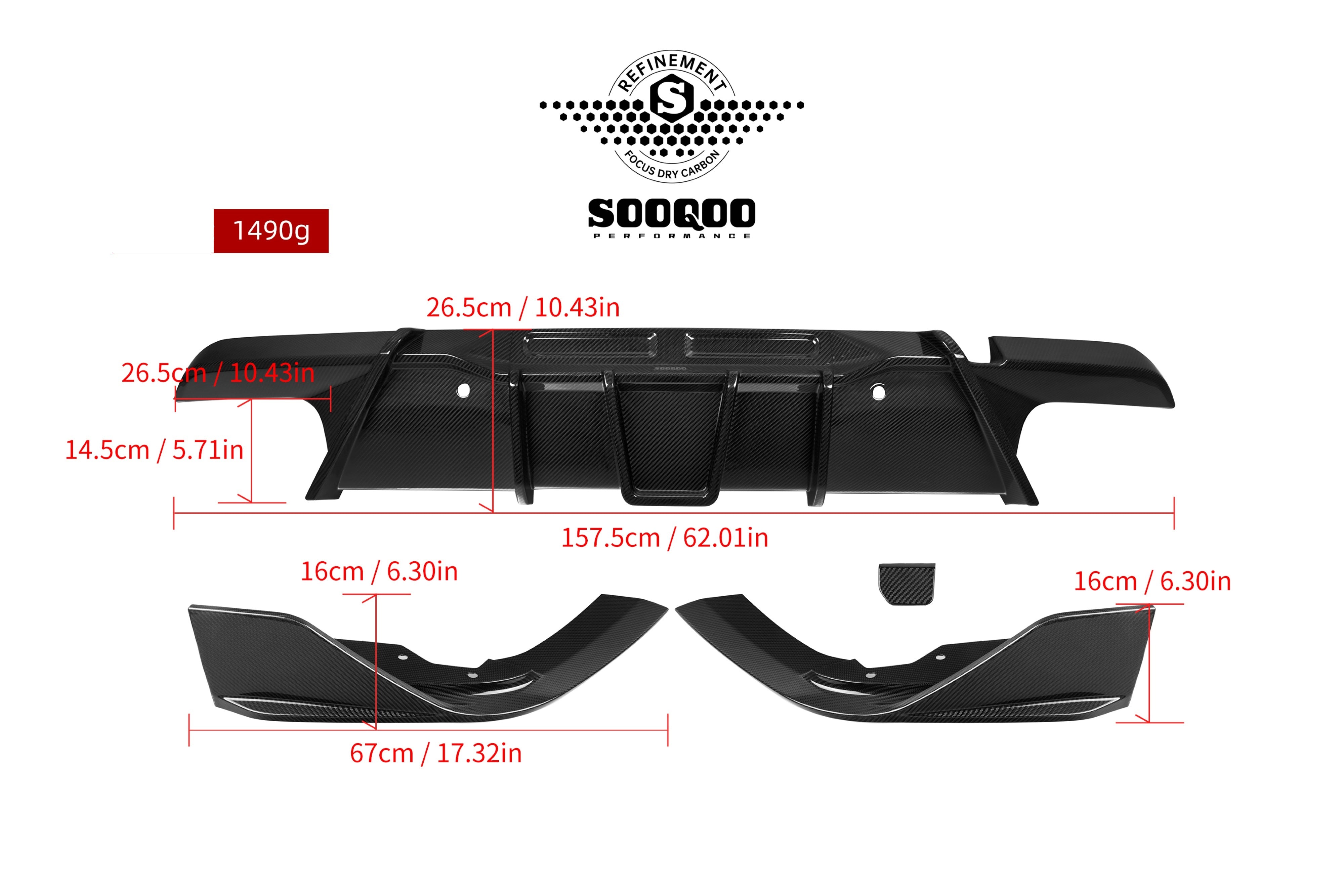 BMW X6M X6MC F96 (Fits Both Pre-LCI & LCI) 2020-ON with Aftermarket Parts - V1 Rear Diffuser Dry Pre-preg Carbon Fiber from SOOQOO USA