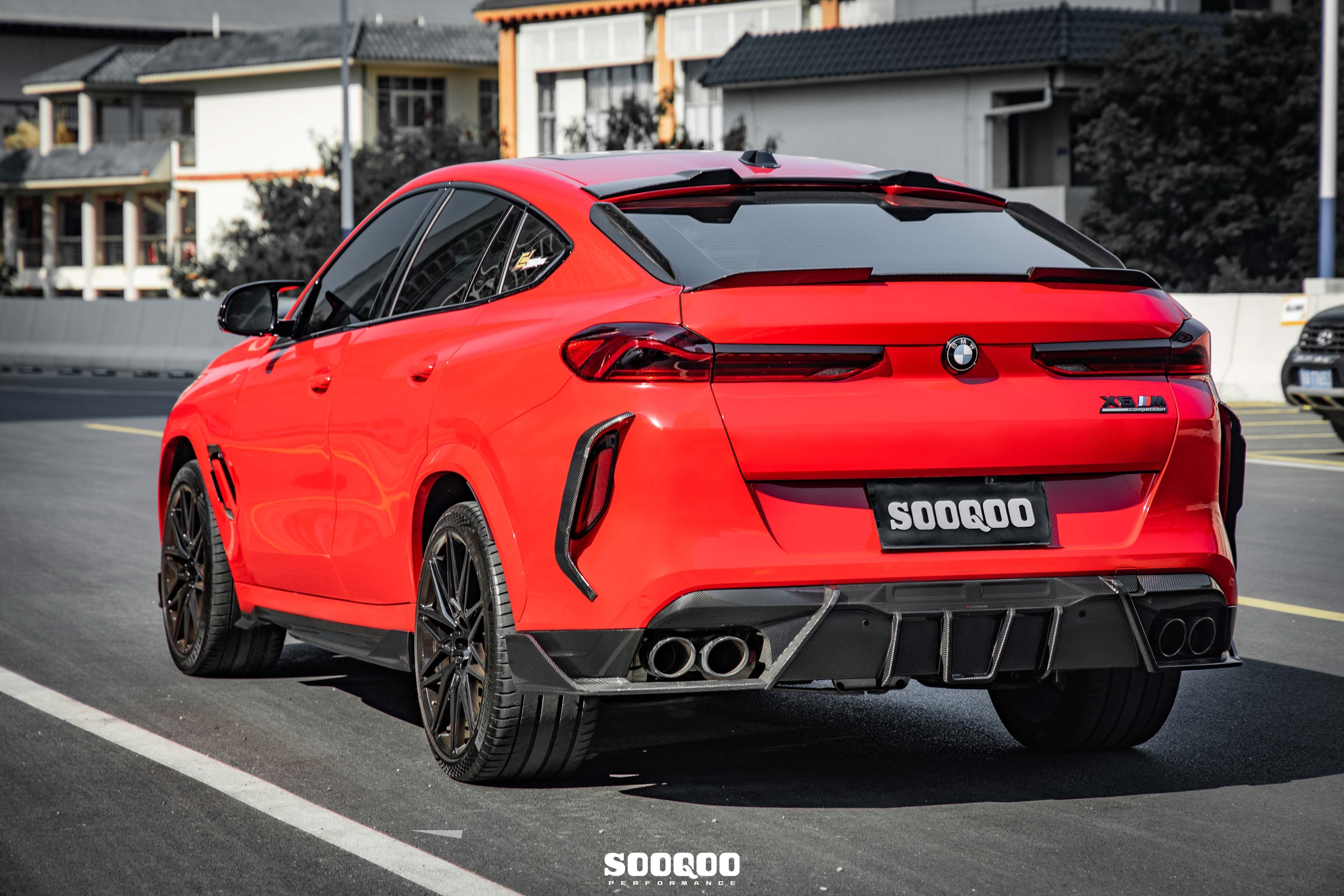 BMW X6M X6MC F96 (Fits Both Pre-LCI & LCI) 2020-ON with Aftermarket Parts - V1 Rear Diffuser Dry Pre-preg Carbon Fiber from SOOQOO USA