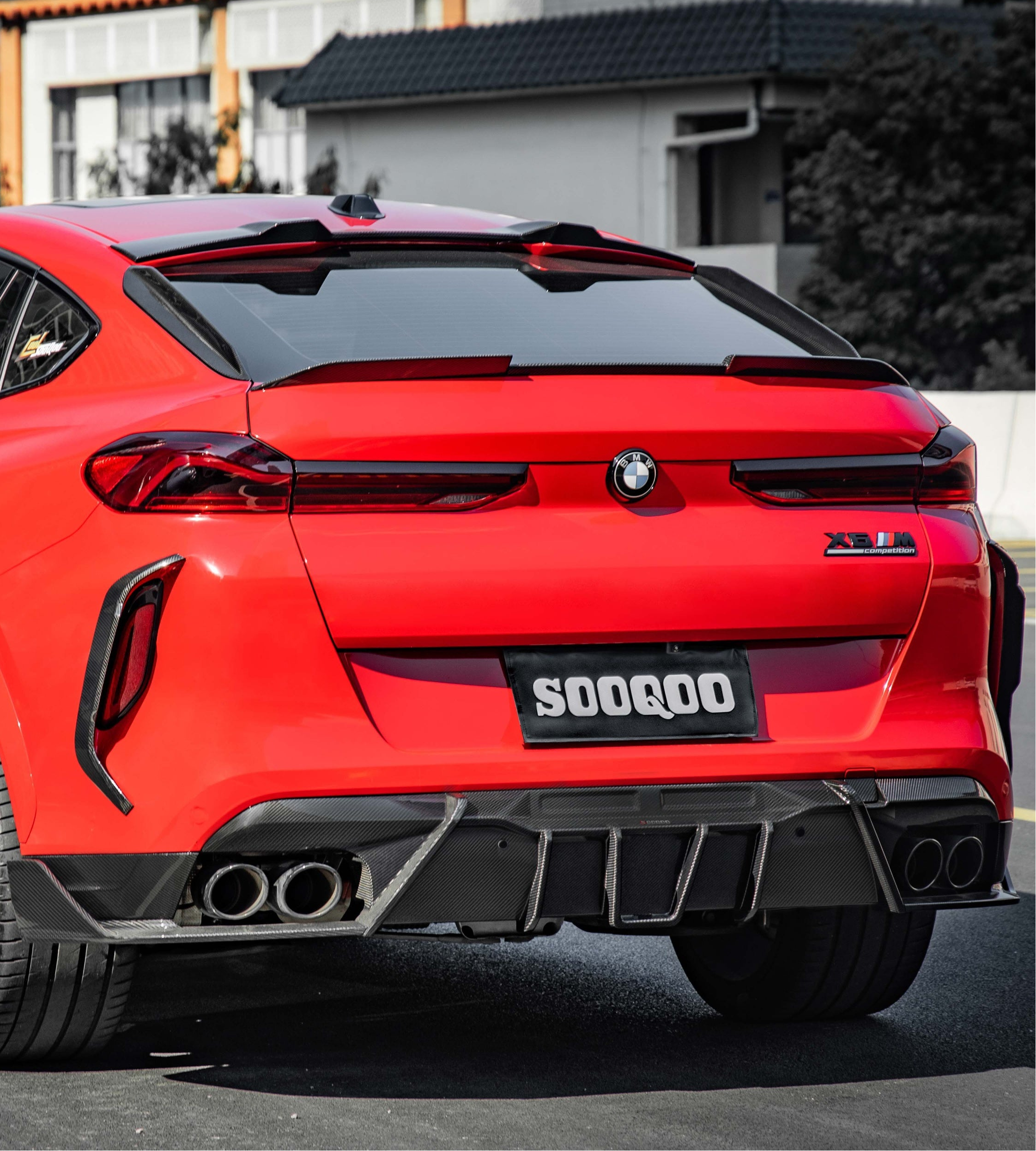 BMW X6M X6MC F96 (Fits Both Pre-LCI & LCI) 2020-ON with Aftermarket Parts - V1 Rear Diffuser Dry Pre-preg Carbon Fiber from SOOQOO USA