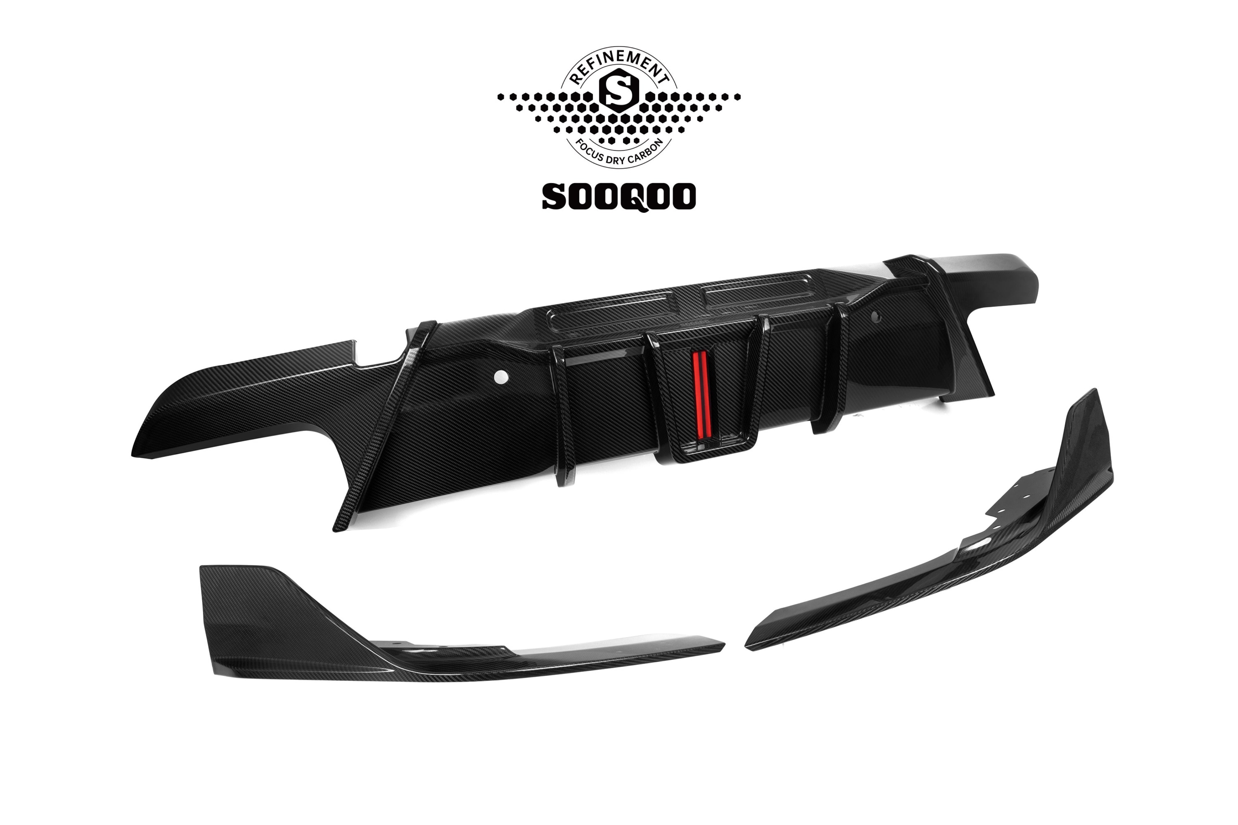 BMW X6M X6MC F96 (Fits Both Pre-LCI & LCI) 2020-ON with Aftermarket Parts - V2 Rear Diffuser Dry Pre-preg Carbon Fiber from SOOQOO USA
