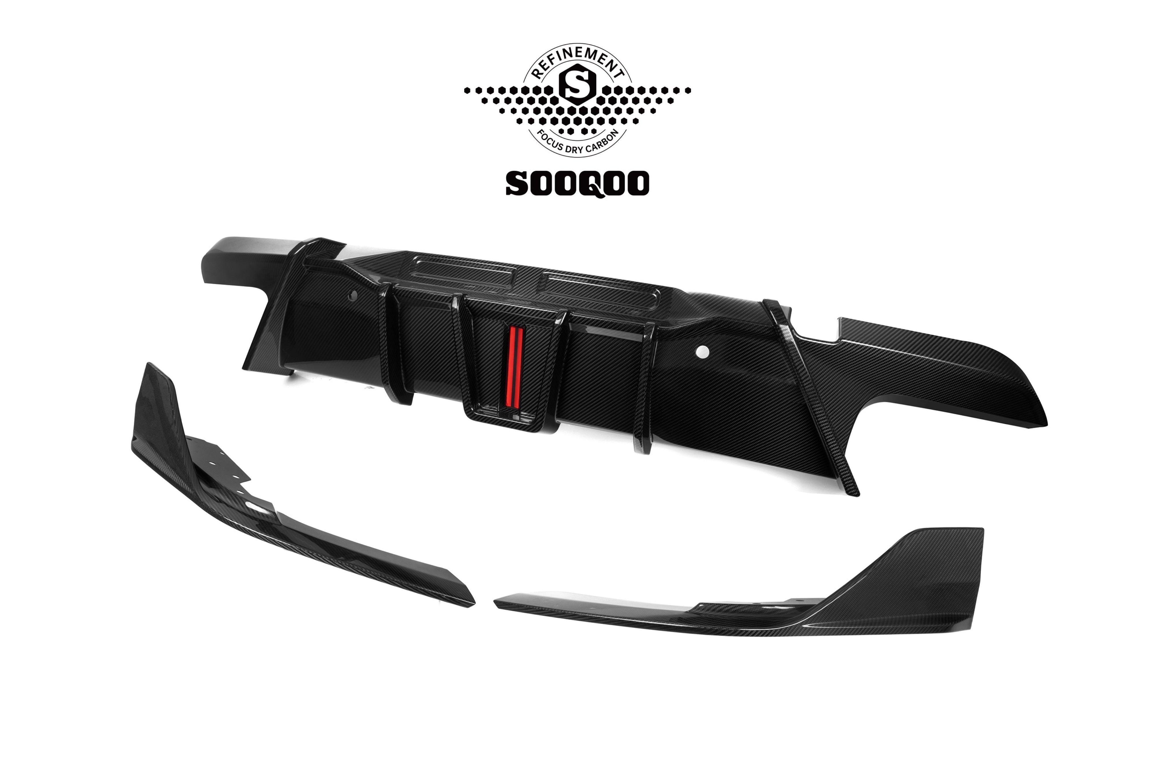 BMW X6M X6MC F96 (Fits Both Pre-LCI & LCI) 2020-ON with Aftermarket Parts - V2 Rear Diffuser Dry Pre-preg Carbon Fiber from SOOQOO USA