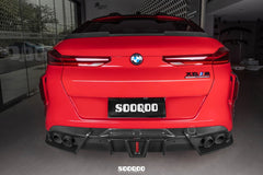 BMW X6M X6MC F96 (Fits Both Pre-LCI & LCI) 2020-ON with Aftermarket Parts - V2 Rear Diffuser Dry Pre-preg Carbon Fiber from SOOQOO USA
