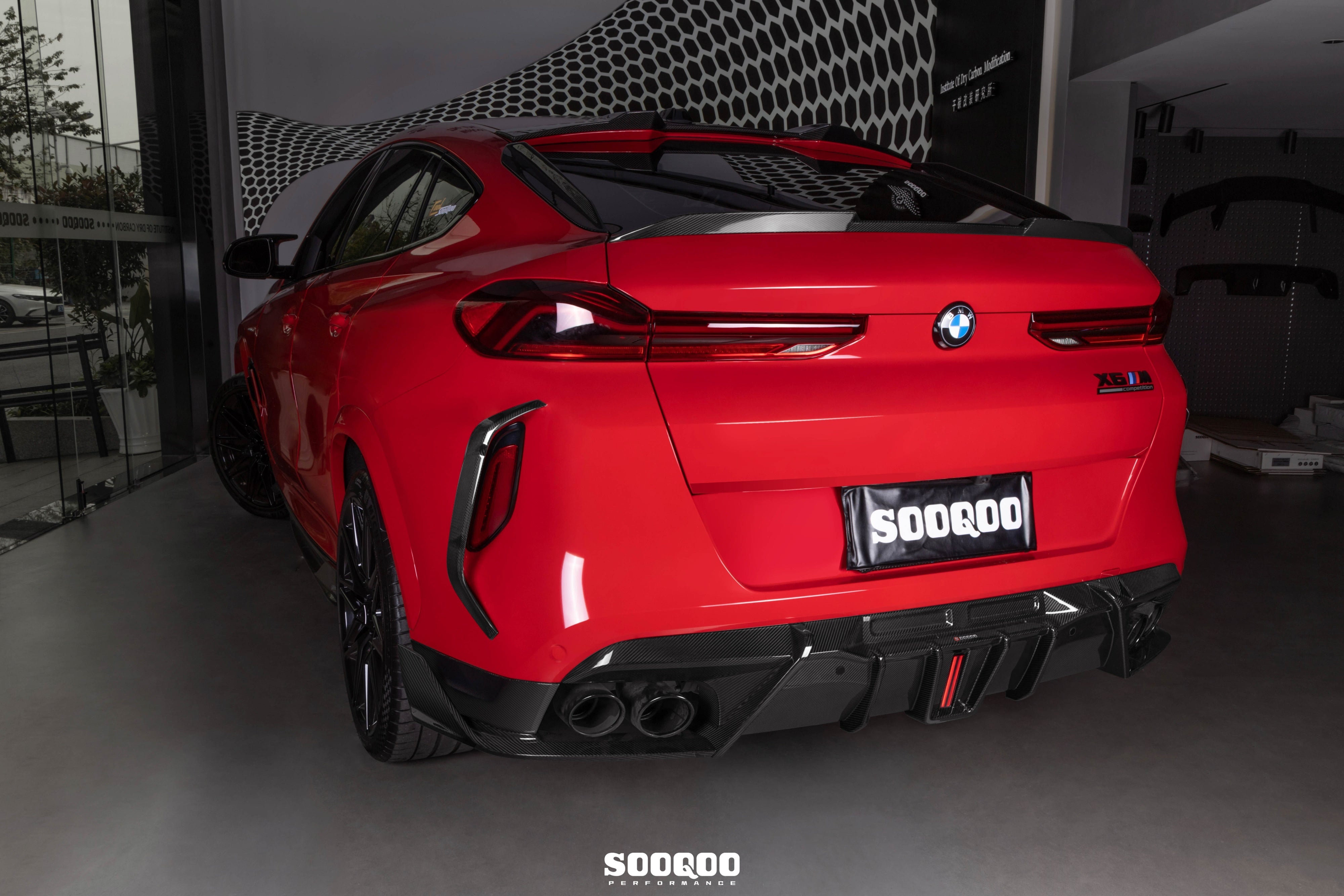 BMW X6M X6MC F96 (Fits Both Pre-LCI & LCI) 2020-ON with Aftermarket Parts - V2 Rear Diffuser Dry Pre-preg Carbon Fiber from SOOQOO USA