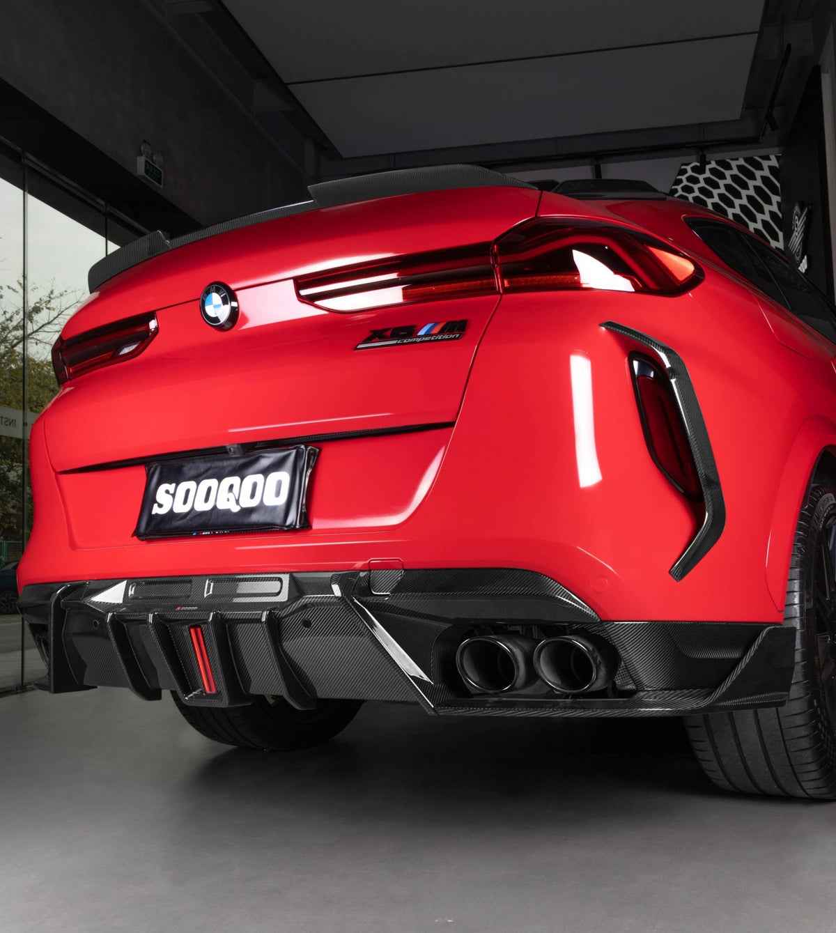 BMW X6M X6MC F96 (Fits Both Pre-LCI & LCI) 2020-ON with Aftermarket Parts - V2 Rear Diffuser Dry Pre-preg Carbon Fiber from SOOQOO USA