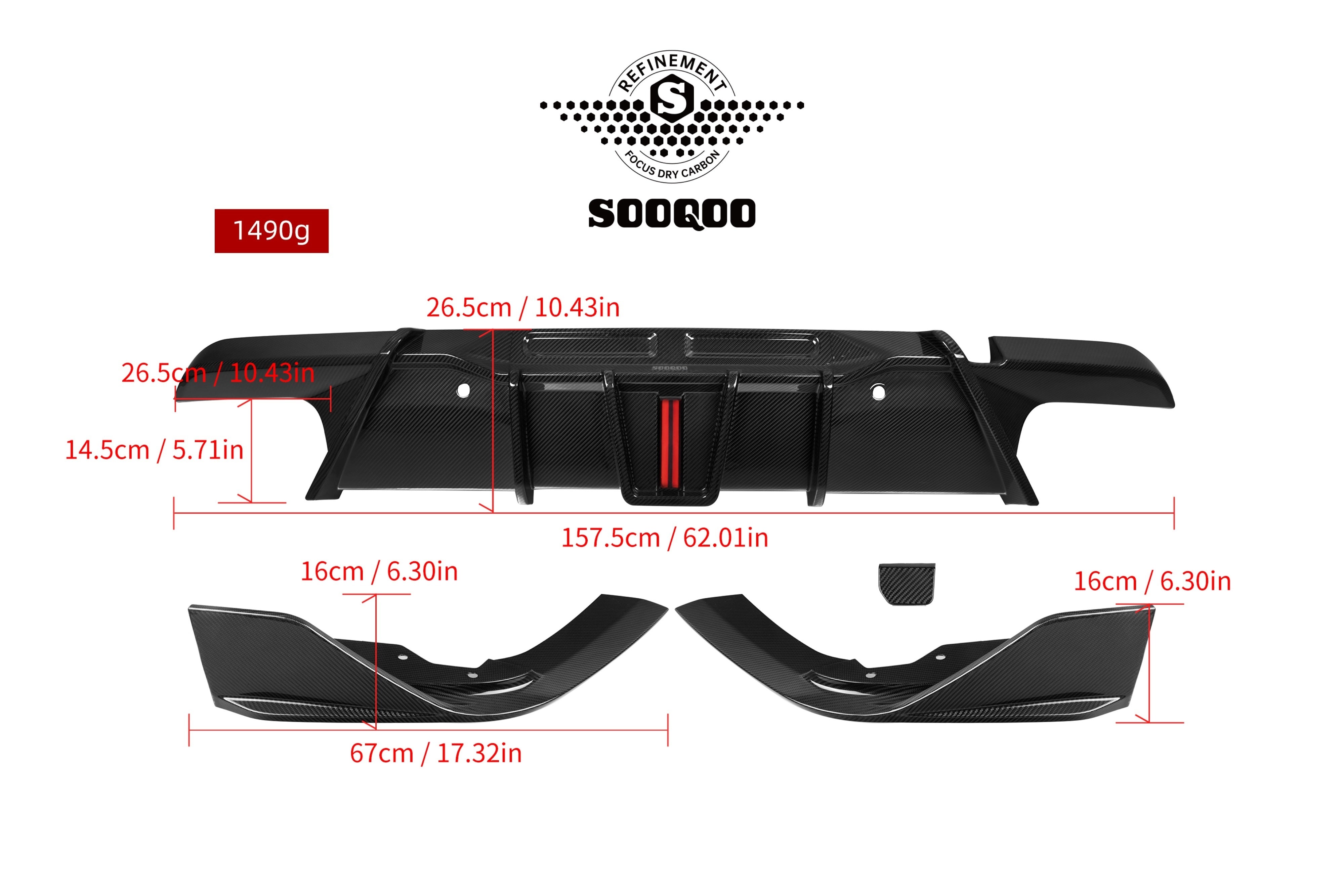 BMW X6M X6MC F96 (Fits Both Pre-LCI & LCI) 2020-ON with Aftermarket Parts - V2 Rear Diffuser Dry Pre-preg Carbon Fiber from SOOQOO USA