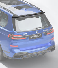 BMW X7 Base xDrive40i 50i M50i M60i ALPINA XB7 (Fits Both Pre-LCI & LCI) G07 2019-ON with Aftermarket Parts - Rear Roof Spoiler Dry Pre-preg Carbon Fiber from SOOQOO USA