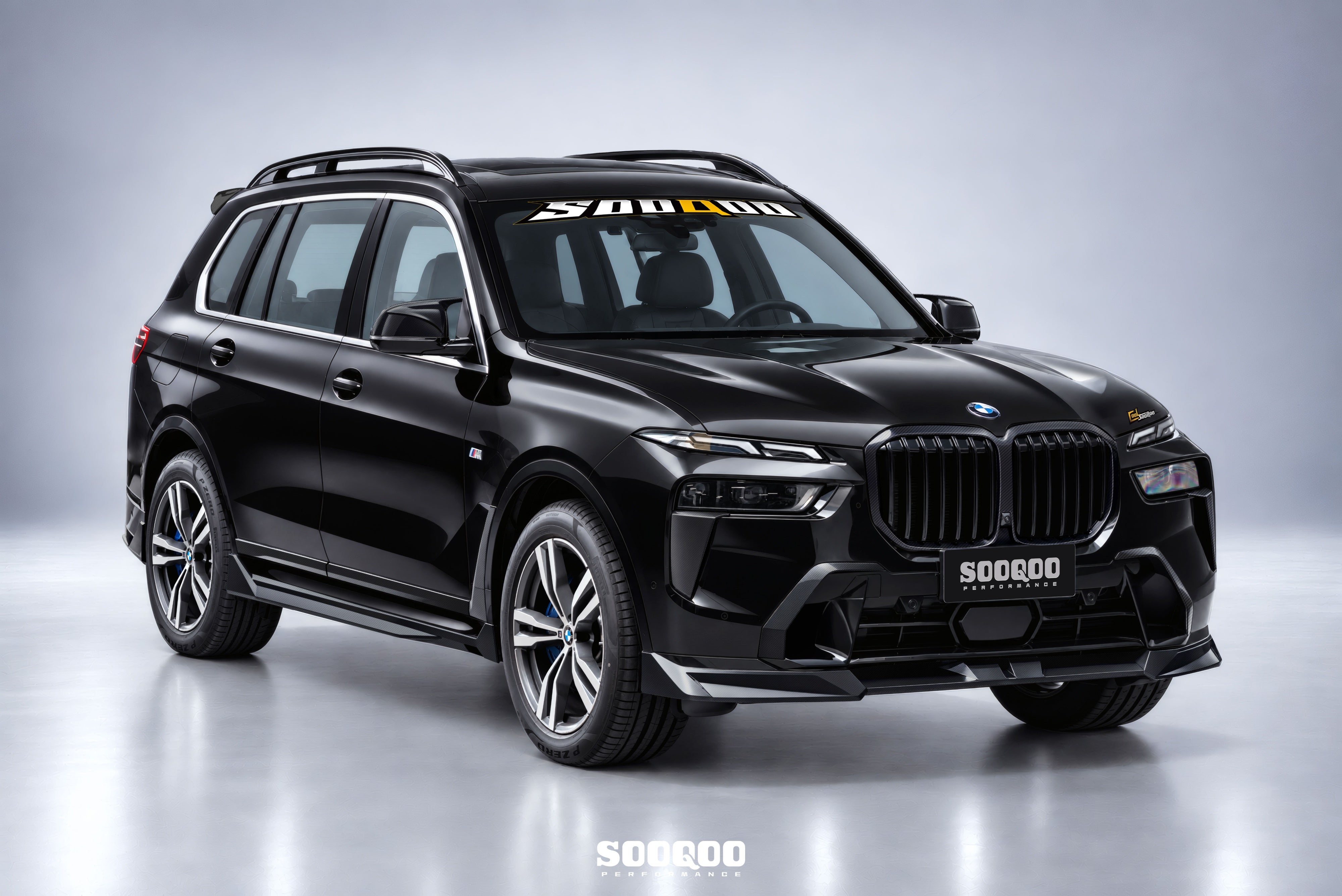 BMW X7 xDrive40i (With M-Package Bumper) M60i LCI G07 2023-ON with Aftermarket Parts - Front Lip Dry Pre-preg Carbon Fiber from SOOQOO USA