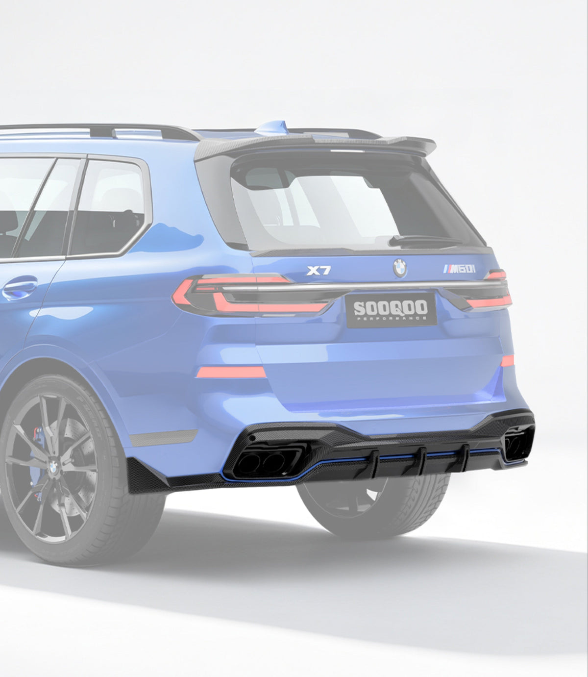 BMW X7 xDrive40i (With M-Package Bumper) xDrive50i M50i M60i G07 2019-ON with Aftermarket Parts - Rear Diffuser Dry Pre-preg Carbon Fiber from SOOQOO USA