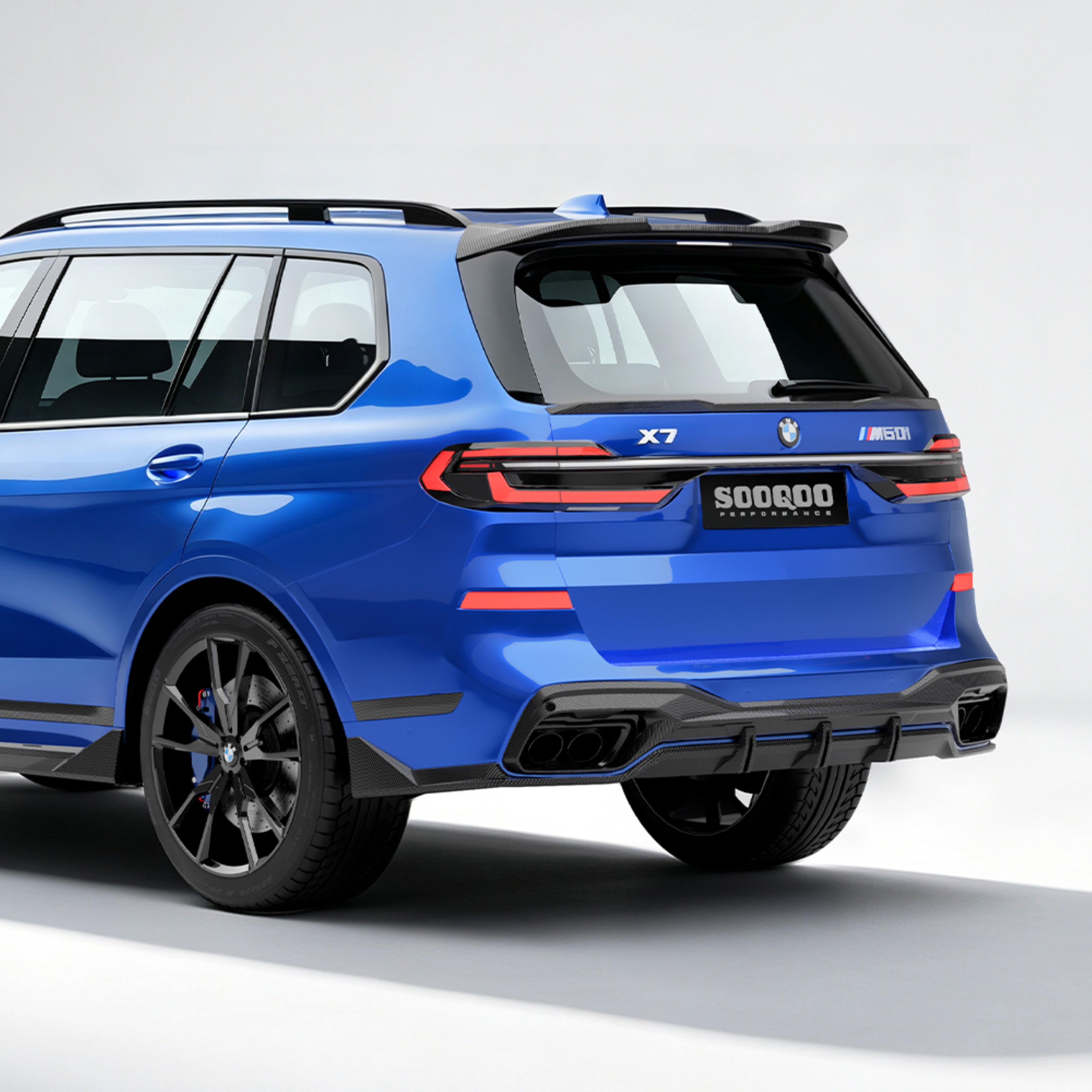 BMW X7 xDrive40i (With M-Package Bumper) xDrive50i M50i M60i G07 2019-ON with Aftermarket Parts - Rear Diffuser Dry Pre-preg Carbon Fiber from SOOQOO USA