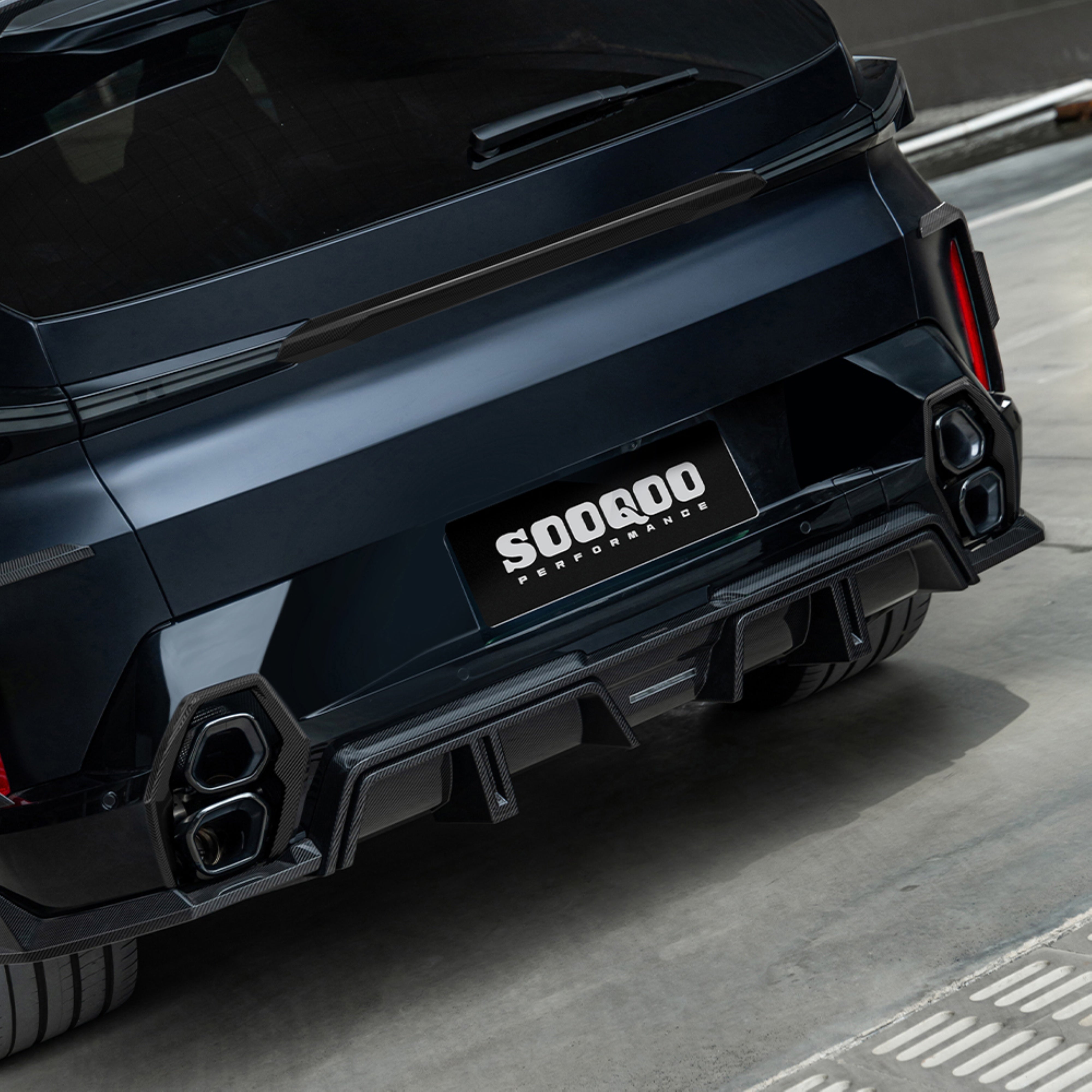 BMW XM G09 2023-ON with Aftermarket Parts - Exhaust Tips Surround Bezels Trims Overlay Dry Pre-preg Carbon Fiber from SOOQOO USA