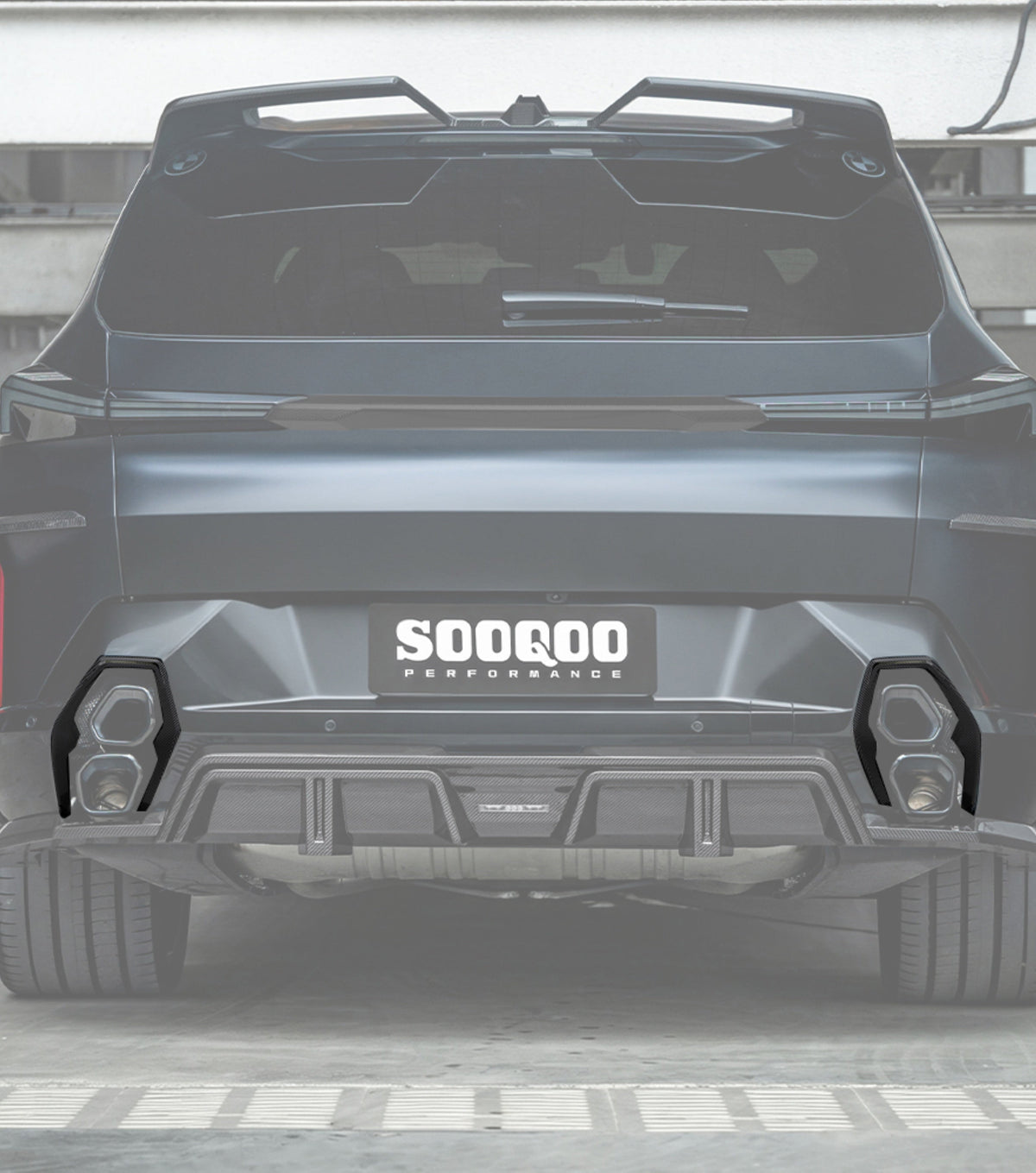 BMW XM G09 2023-ON with Aftermarket Parts - Exhaust Tips Surround Bezels Trims Overlay Dry Pre-preg Carbon Fiber from SOOQOO USA