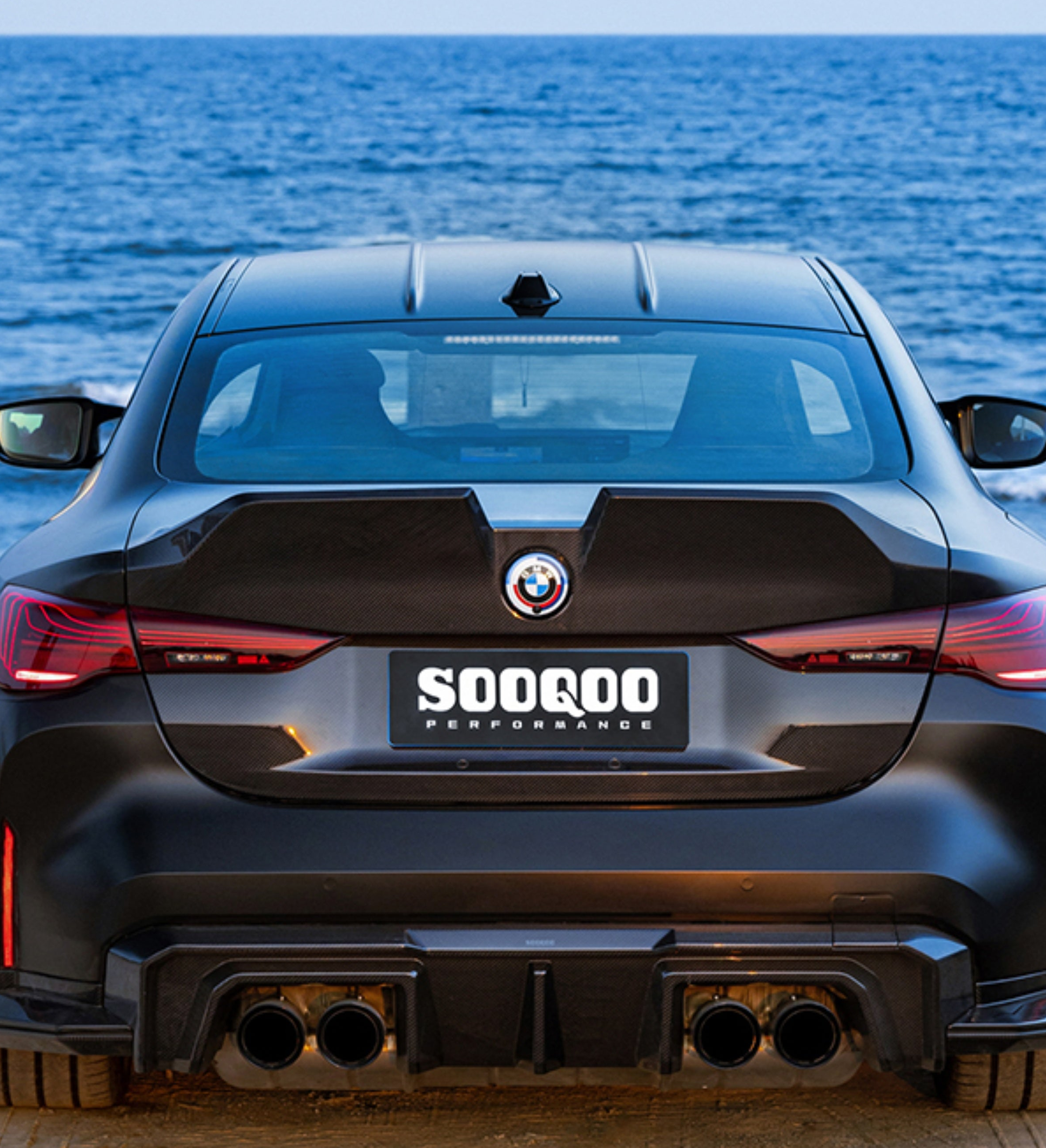 BMW M4 G82 2021-ON & 4 Series G22 430i M440i 2020-ON with Aftermarket Parts - V1 Rear Trunk Dry Pre-preg Carbon Fiber from SOOQOO USA