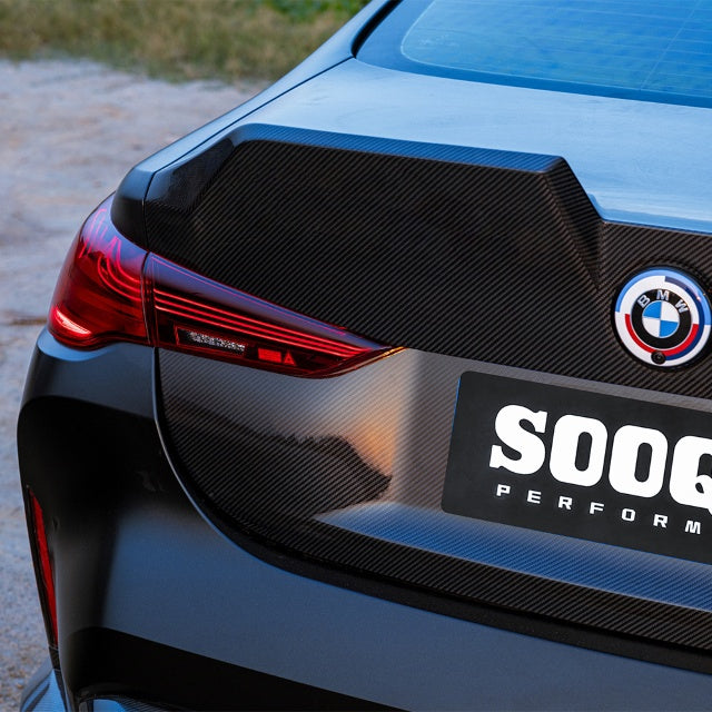 BMW M4 G82 2021-ON & 4 Series G22 430i M440i 2020-ON with Aftermarket Parts - V1 Rear Trunk Dry Pre-preg Carbon Fiber from SOOQOO USA
