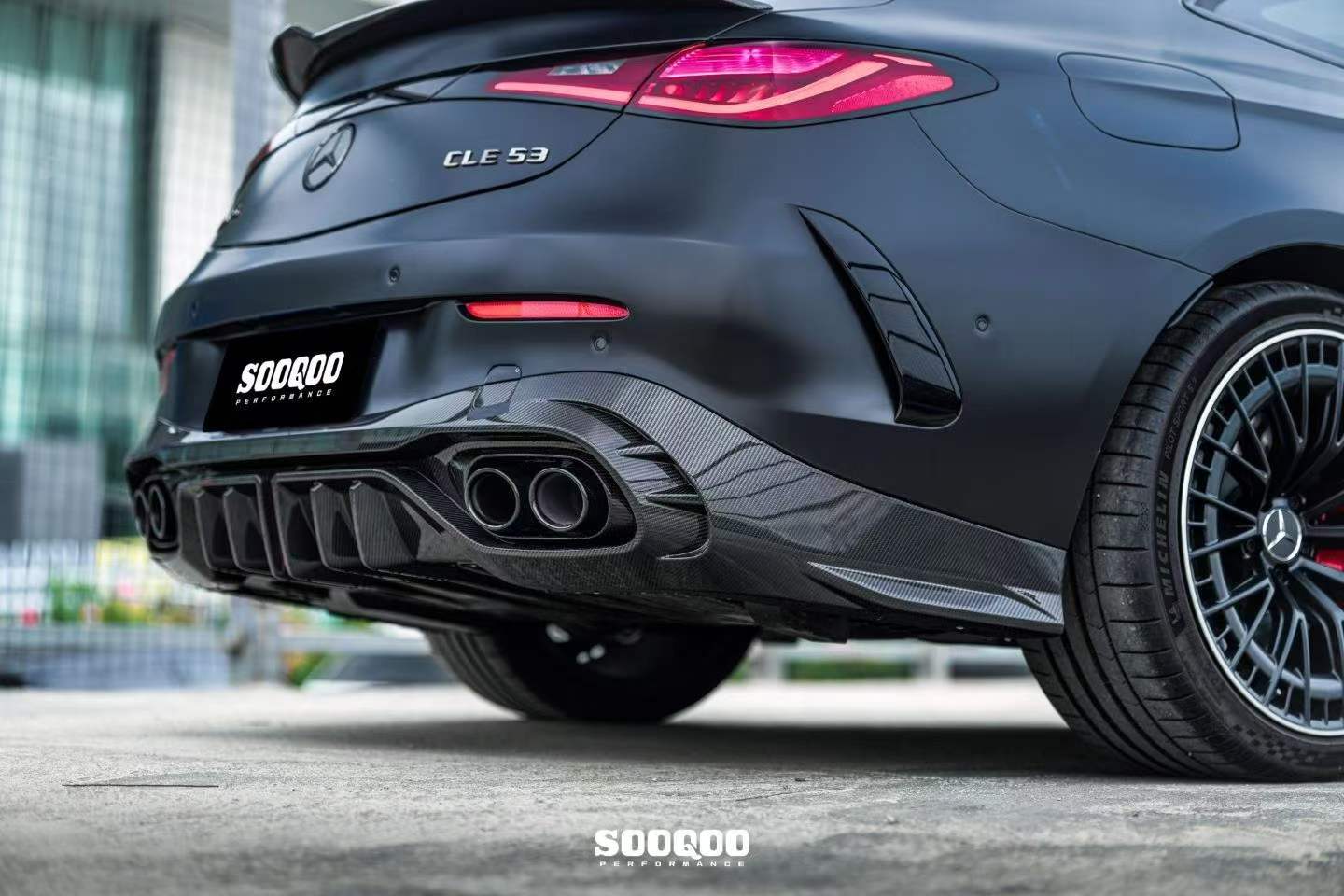 Mercedes Benz CLE-Class AMG CLE 53 / 450 / 300 C236 A236 2024-ON with Aftermarket Parts - With Light Rear Diffuser Dry Pre-preg Carbon Fiber from SOOQOO USA