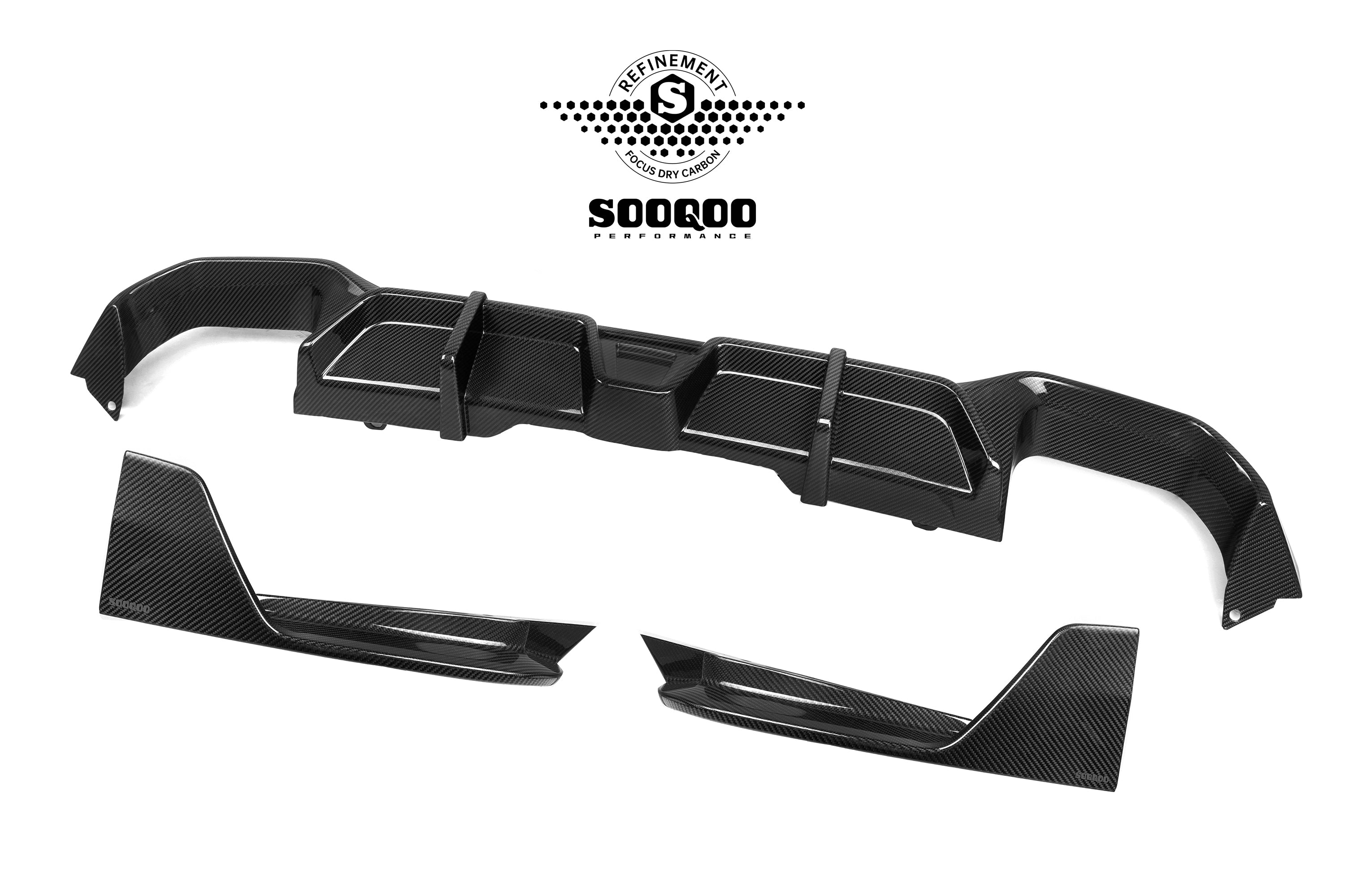 BMW X3 M40i s/xDrive 30i (with M-package bumper) G01 LCI 2022-ON & X4 M40 xDrive 30i (with M-package bumper) G02 LCI 2022-ON with Aftermarket Parts - Without Light Rear Diffuser Dry Pre-preg Carbon Fiber?from SOOQOO USA
