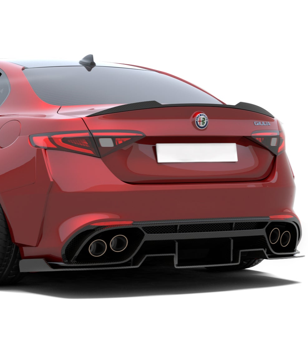 SPECTER PLUS Rear Lip Spoiler for Alfa Romeo Giulia Quadrifoglio Sport Veloce Ti Sprint Sedan Carbon Fiber/FRP