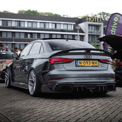 Audi RS3 8V.5 2018 2019 2020 with Aftermarket Parts - Rear Diffuser Carbon Fiber / FRP from SPECTER PLUS