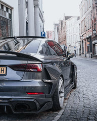 Audi RS3 8V.5 2018 2019 2020 with Aftermarket Parts - Side Skirts & Side Skirts Extentions Carbon Fiber / FRP from SPECTER PLUS