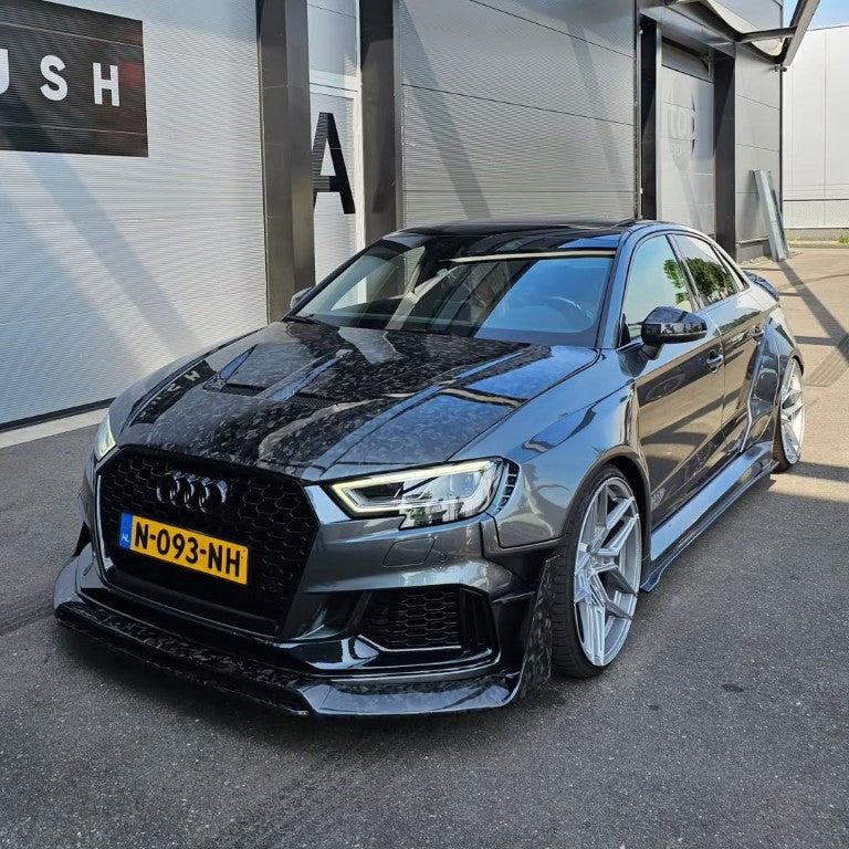 Audi RS3 8V.5 2018 2019 2020 with Aftermarket Parts - V1 Front Lip Carbon Fiber / FRP from SPECTER PLUS