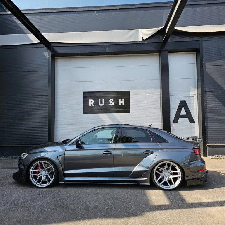 Audi RS3 S3 A3 8V/8V.5 2014 2015 2016 2017 2018 2019 2020 with Aftermarket Parts - Rear Lip Spoiler Carbon Fiber / FRP from SPECTER PLUS