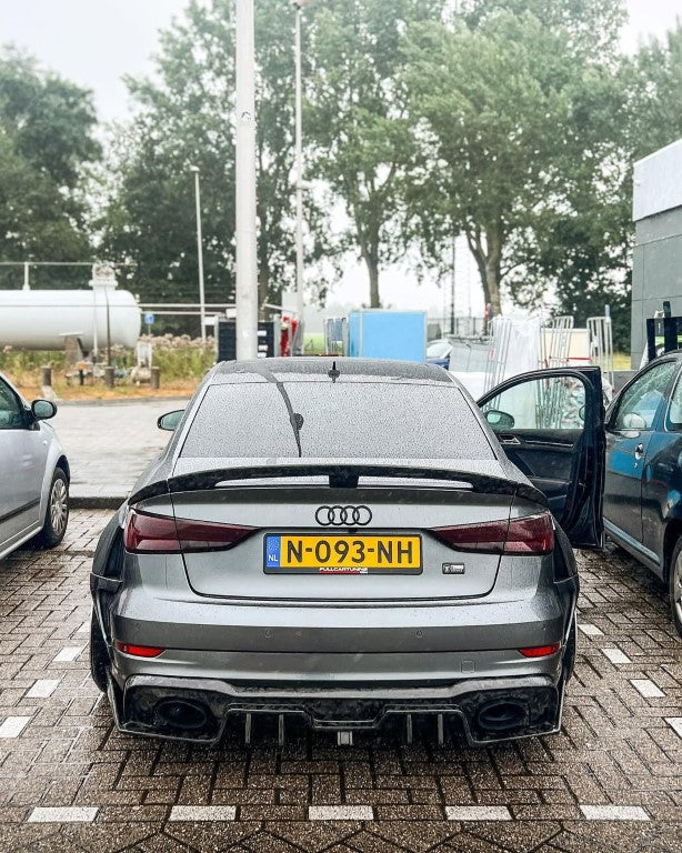 Audi RS3 S3 A3 8V/8V.5 2014 2015 2016 2017 2018 2019 2020 with Aftermarket Parts - Rear Lip Spoiler Carbon Fiber / FRP from SPECTER PLUS