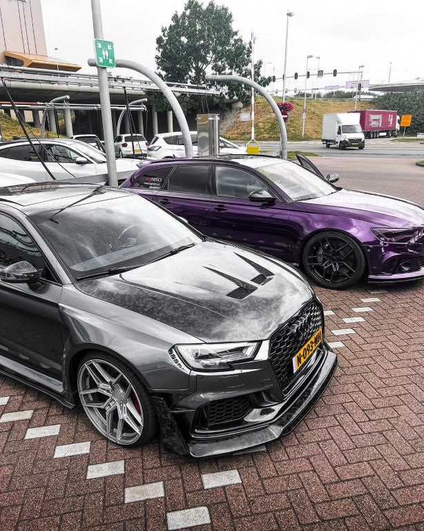 Audi RS3 8V.5 2018 2019 2020 with Aftermarket Parts - Hood Carbon Fiber / FRP from SPECTER PLUS