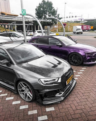 Audi RS3 S3 A3 8V/8V.5 2014 2015 2016 2017 2018 2019 2020 with Aftermarket Parts - Widebody Rear Quarter Panel Flares Carbon Fiber / FRP from SPECTER PLUS