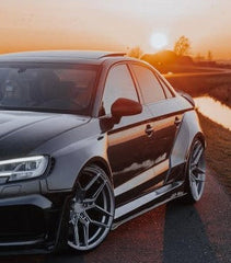 Audi RS3 8V.5 2018 2019 2020 with Aftermarket Parts - Side Skirts & Side Skirts Extentions Carbon Fiber / FRP from SPECTER PLUS