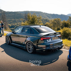 Audi RS3 8V.5 2018 2019 2020 with Aftermarket Parts - Side Skirts & Side Skirts Extentions Carbon Fiber / FRP from SPECTER PLUS