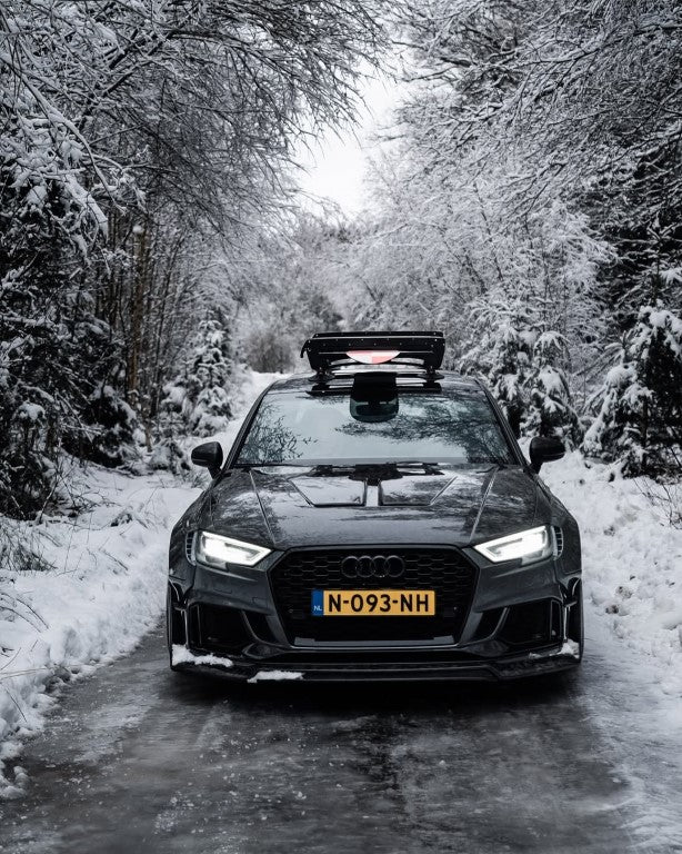 Audi RS3 8V.5 2018 2019 2020 with Aftermarket Parts - V1 Front Lip Carbon Fiber / FRP from SPECTER PLUS