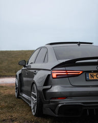 Audi RS3 S3 A3 8V/8V.5 2014 2015 2016 2017 2018 2019 2020 with Aftermarket Parts - Widebody Rear Quarter Panel Flares Carbon Fiber / FRP from SPECTER PLUS