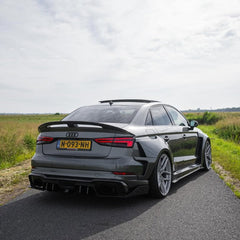 Audi RS3 S3 A3 8V/8V.5 2014 2015 2016 2017 2018 2019 2020 with Aftermarket Parts - Rear Lip Spoiler Carbon Fiber / FRP from SPECTER PLUS