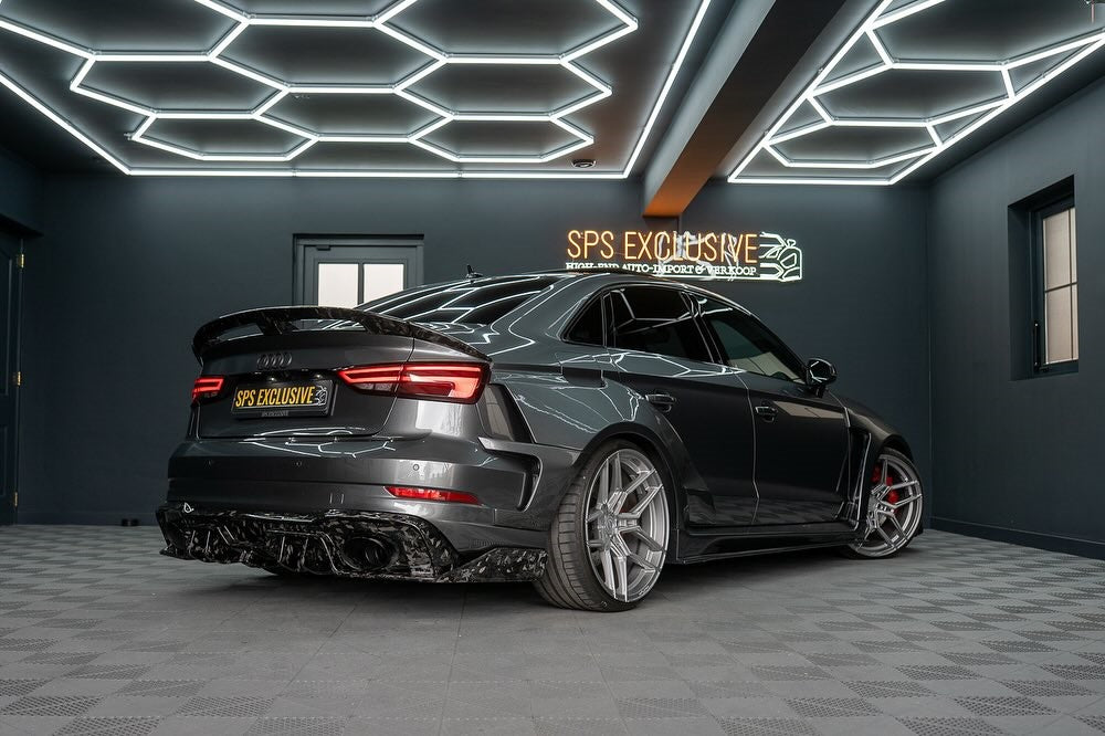 Audi RS3 8V.5 2018 2019 2020 with Aftermarket Parts - Rear Diffuser Carbon Fiber / FRP from SPECTER PLUS